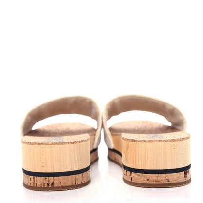Chanel Tweed Cork CC Mule Sandal 37 White 7 of 10