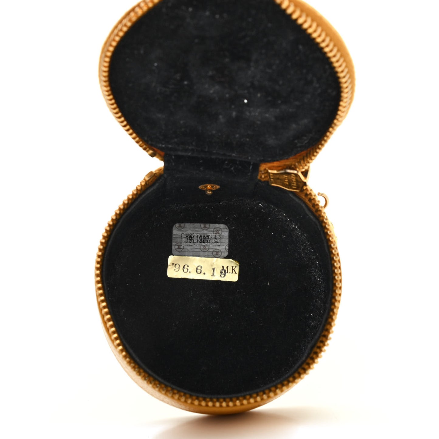 Caviar Round Jewelry Travel Case Yellow