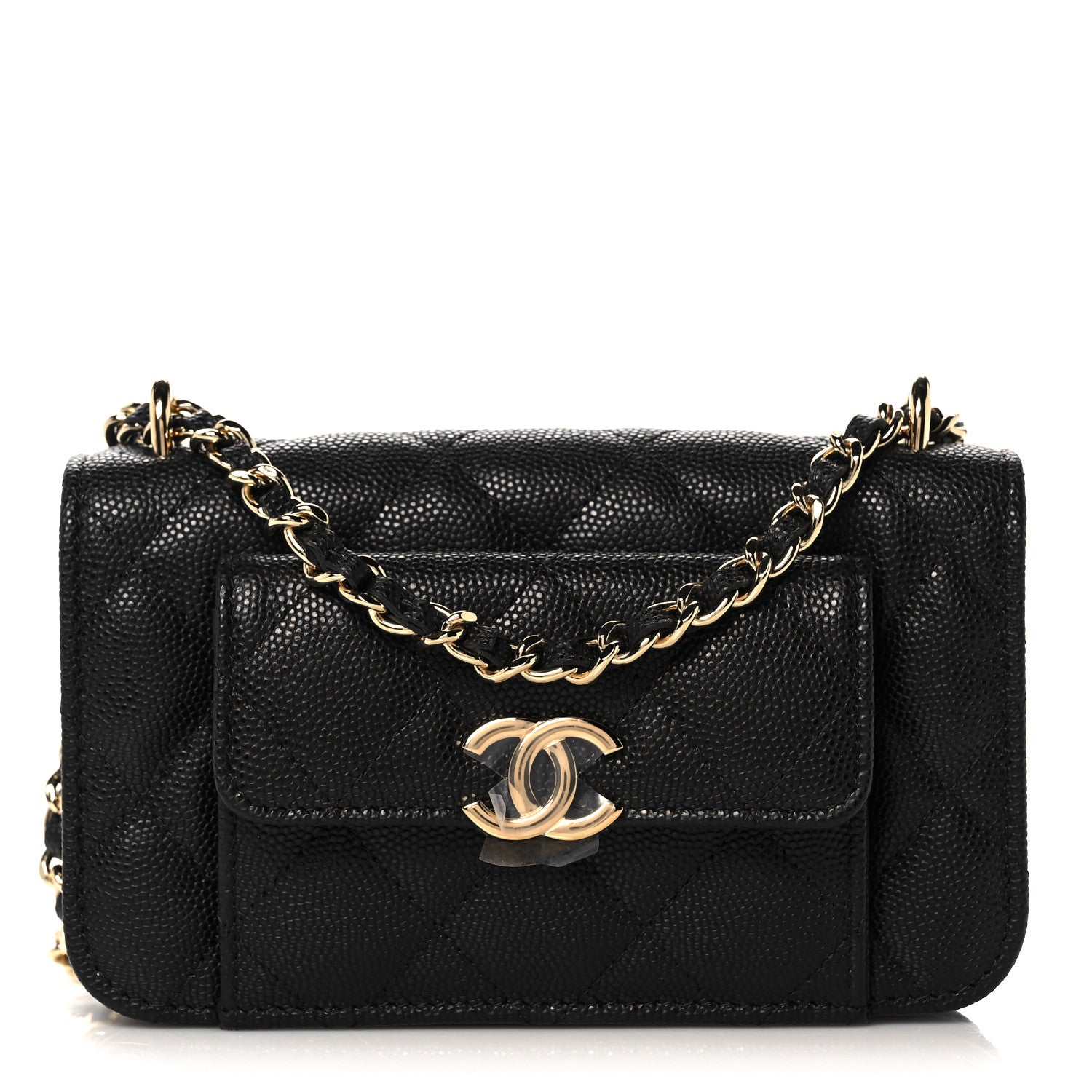 Chanel Caviar Quilted Pocket Twins Clutch With Chain Black 1 of 11