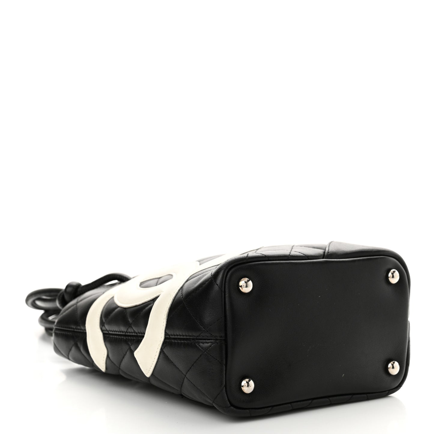 Calfskin Quilted Small Cambon Tote Black White