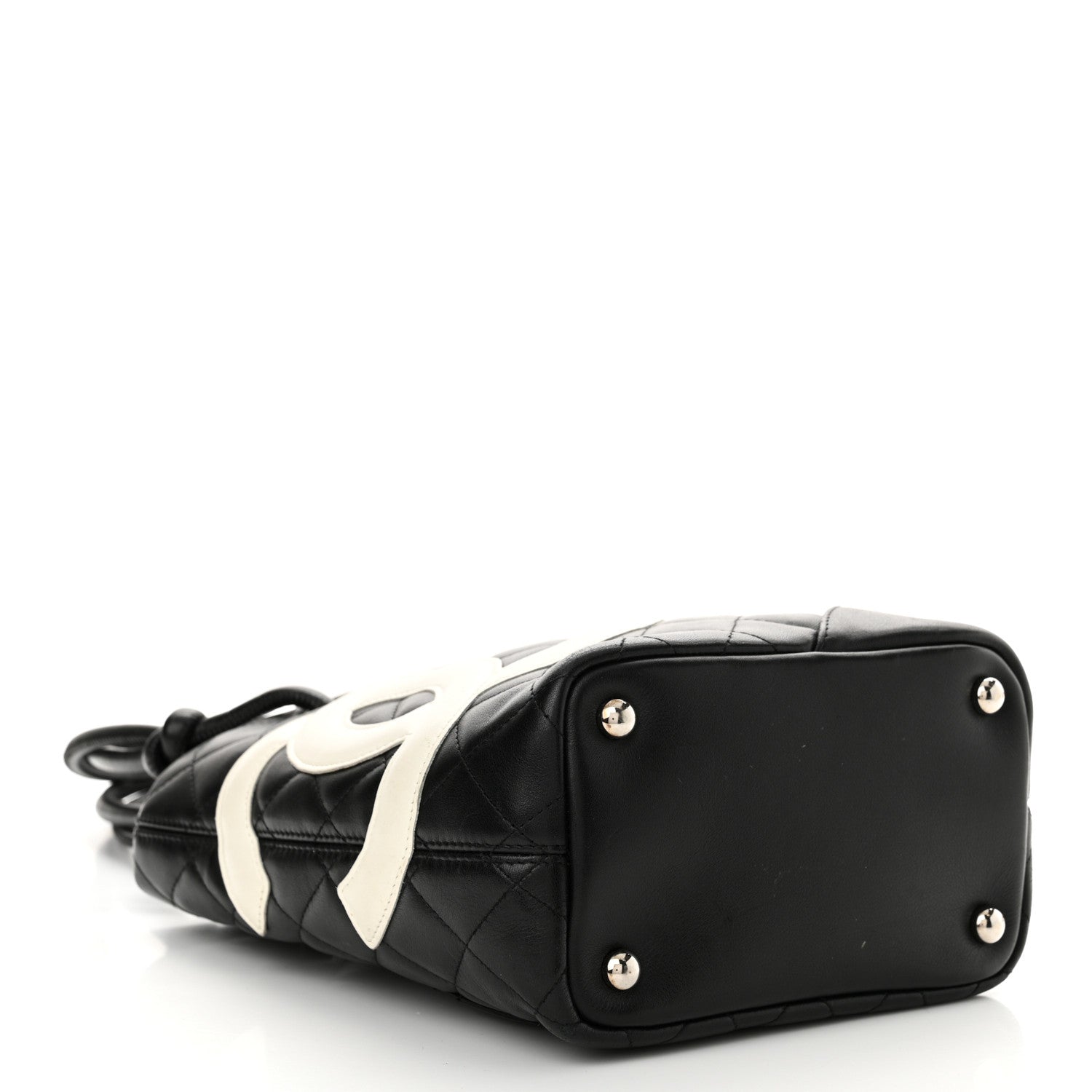 Chanel Calfskin Quilted Small Cambon Tote Black White 4 of 12