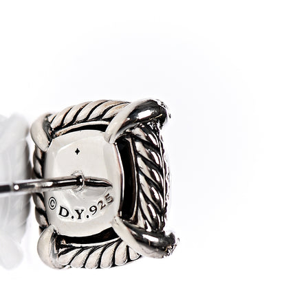 David Yurman Sterling Silver Diamond Black Onyx 9mm Chatelaine Bezel Earrings 4 of 4