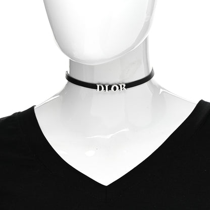 Christian Dior Lambskin Dior Logo Choker Necklace Black 2 of 5