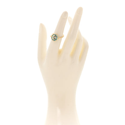 Christian Dior 18K Yellow Gold Diamond Turquoise Rose Des Vents Ring 51 5.75 2 of 5