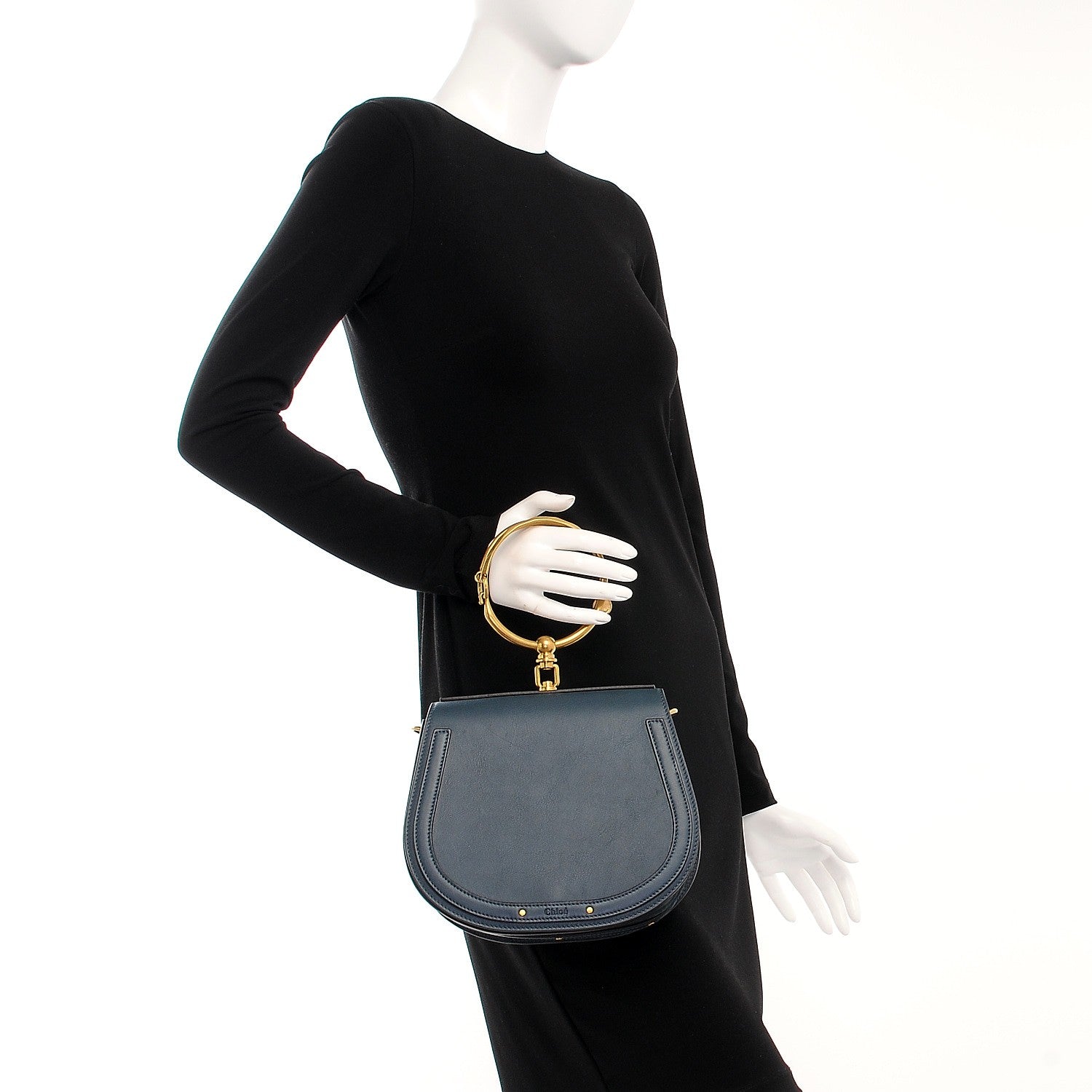 Chloe Calfskin Medium Nile Bracelet Bag Silver Blue 3 of 9