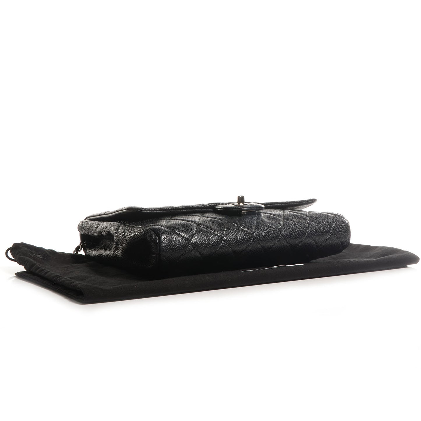 Caviar Quilted Clutch With Chain Flap Black