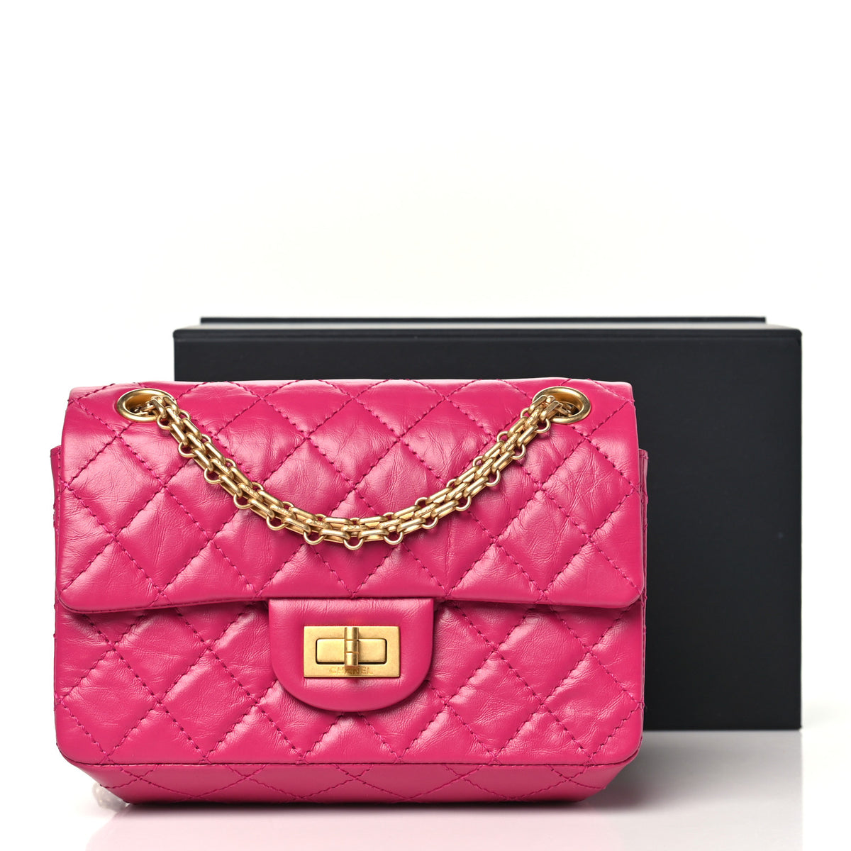 Chanel Aged Calfskin Quilted 2.55 Reissue Mini Flap Fuchsia 11 of 11