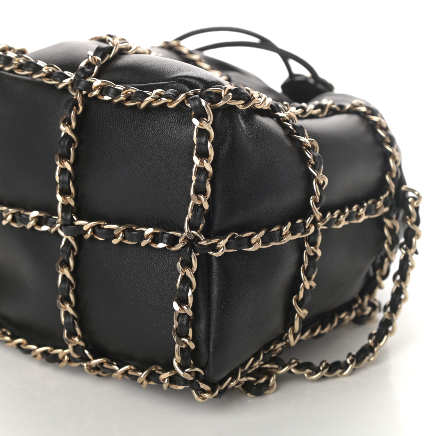 Chanel Lambskin Bucket Chain Drawstring Bag Black 10 of 10