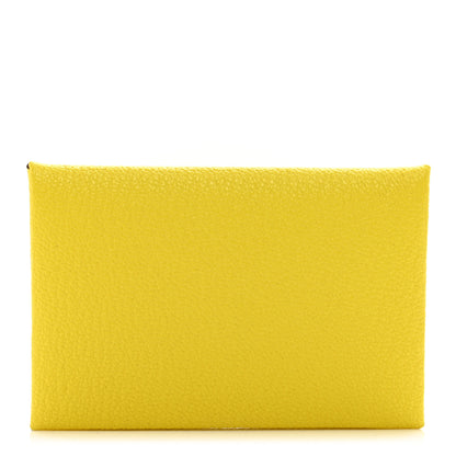 Hermes Chevre Mysore Calvi Card Case Jaune Citron 1 of 7