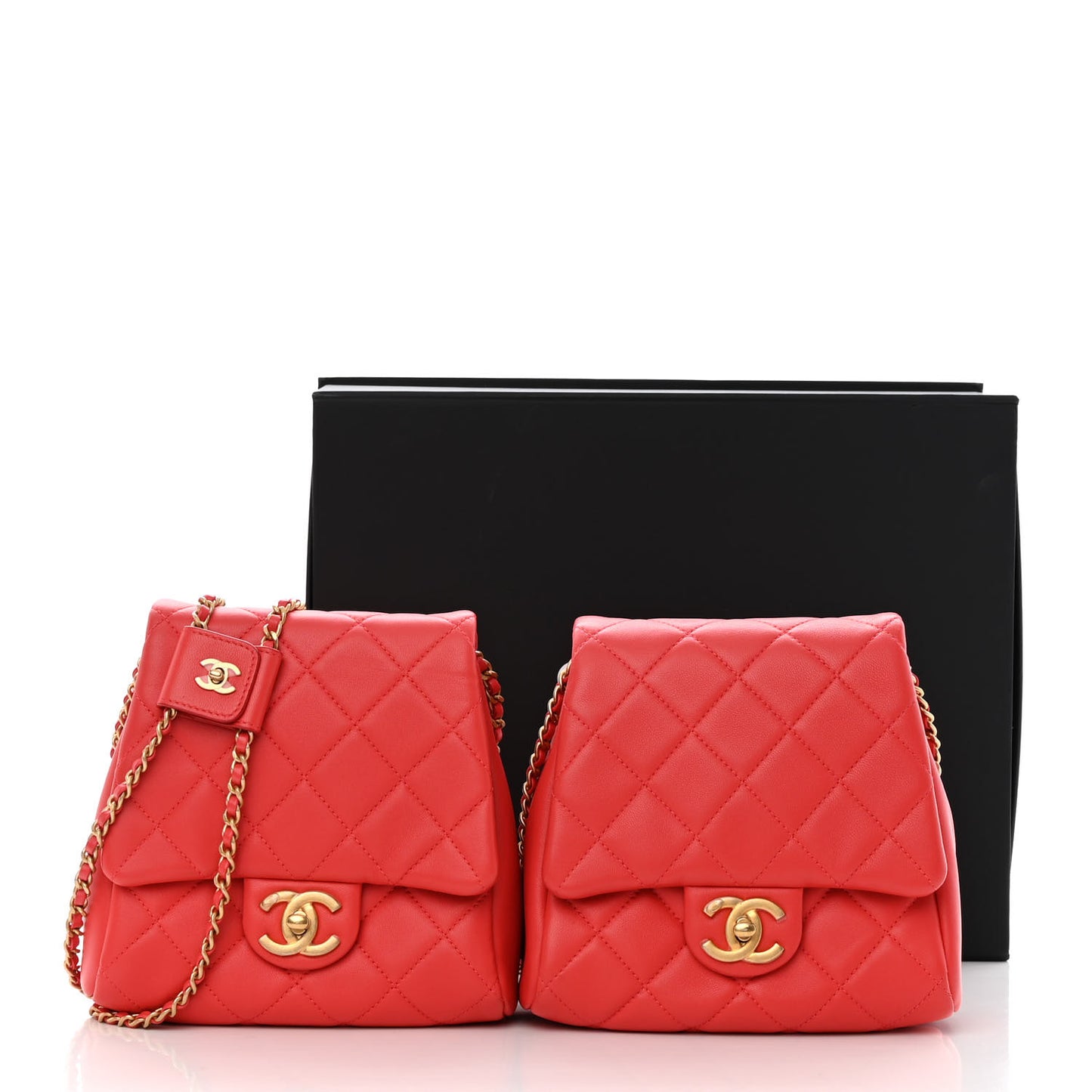 Lambskin Quilted Side-Packs Red