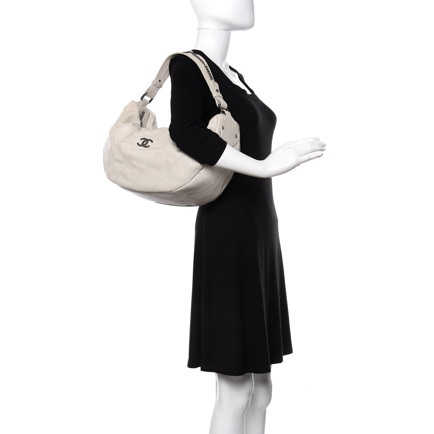 Chanel Caviar Large Outdoor Ligne Hobo White 2 of 12