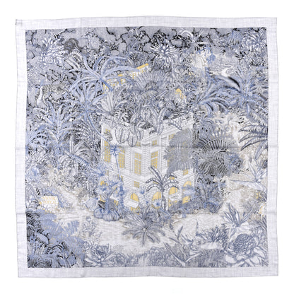 Hermes Cashmere Silk Faubourg Tropical Shawl 140 Gris Chine Encre 1 of 8