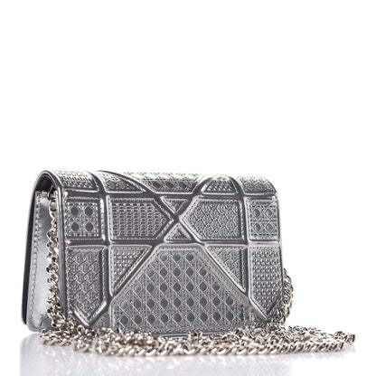 Christian Dior Metallic Patent Micro-Cannage Baby Diorama Flap Bag Silver 3 of 8