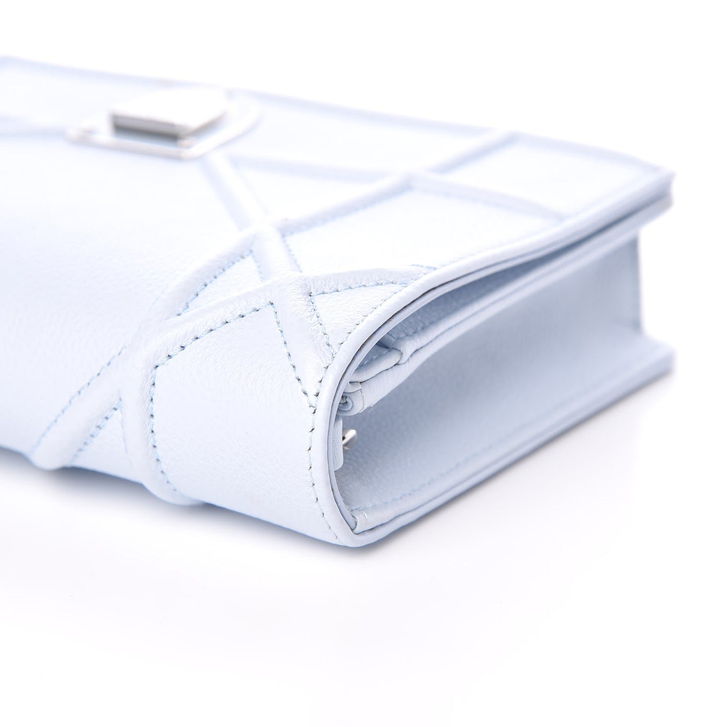 Grained Calfskin Diorama Wallet on Chain Pouch Light Blue