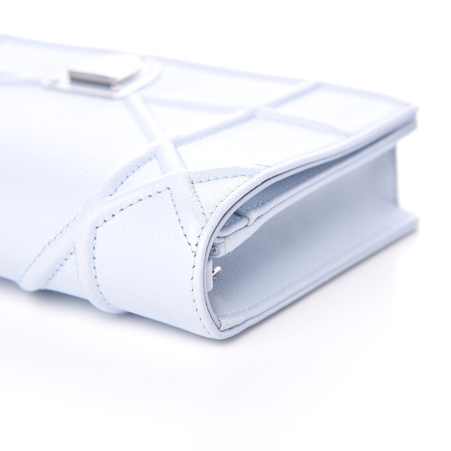 Christian Dior Grained Calfskin Diorama Wallet on Chain Pouch Light Blue 11 of 15
