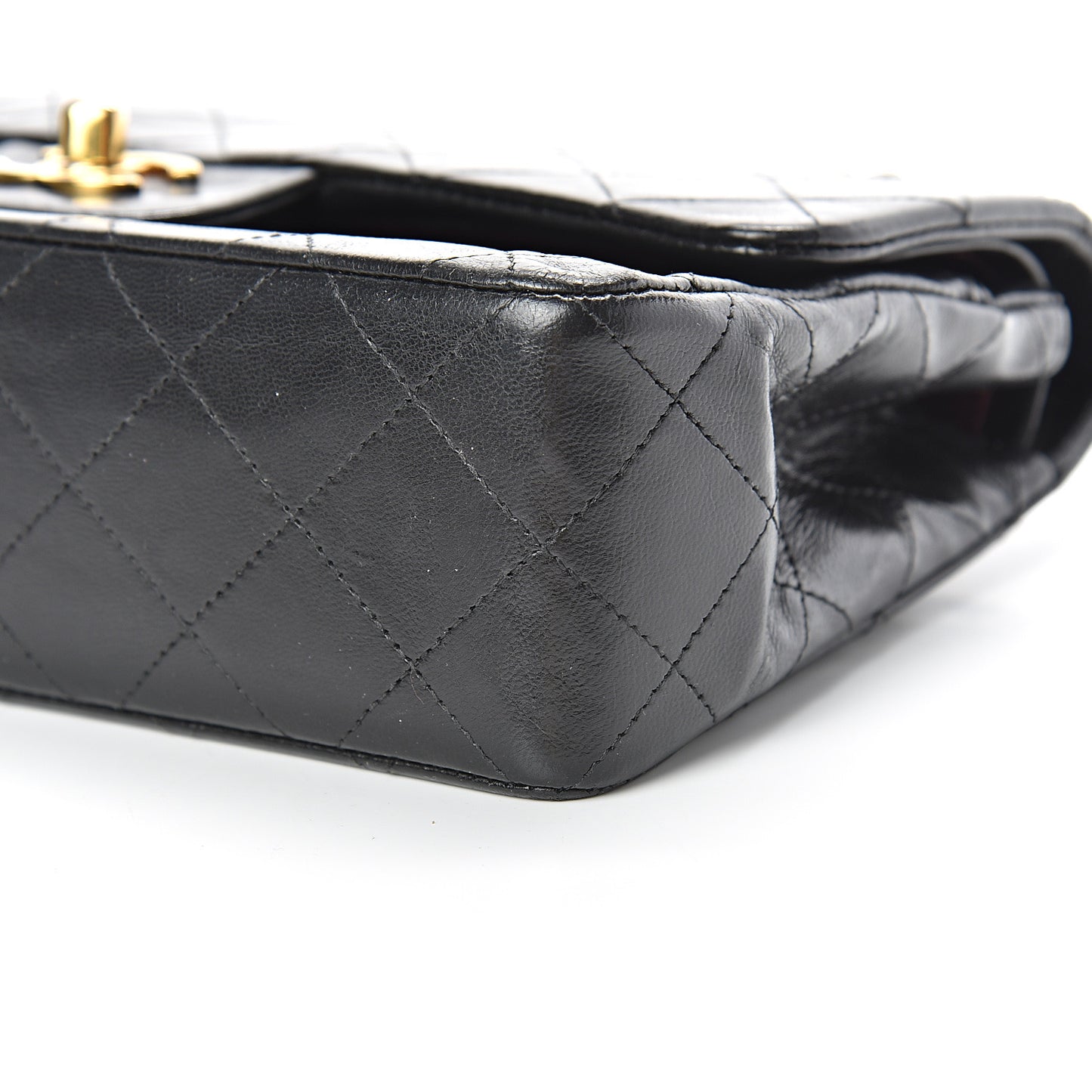 Lambskin Quilted Small Double Flap Black