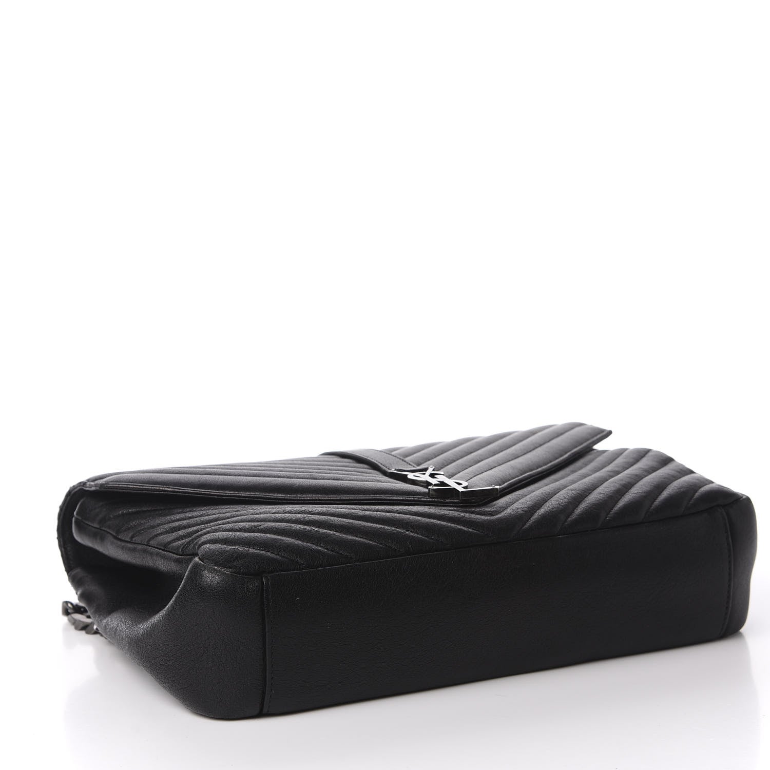 Saint Laurent Sheepskin Matelasse Chevron Monogram Large College Satchel Black 3 of 11