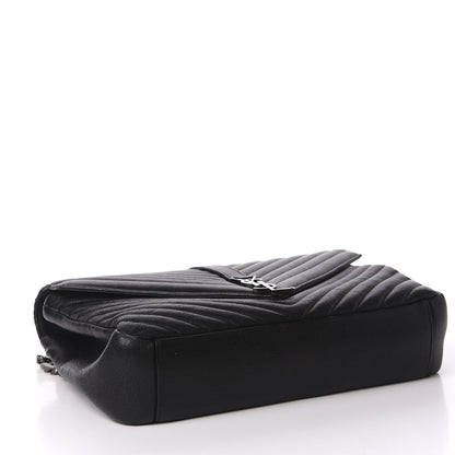 Saint Laurent Sheepskin Matelasse Chevron Monogram Large College Satchel Black 3 of 11