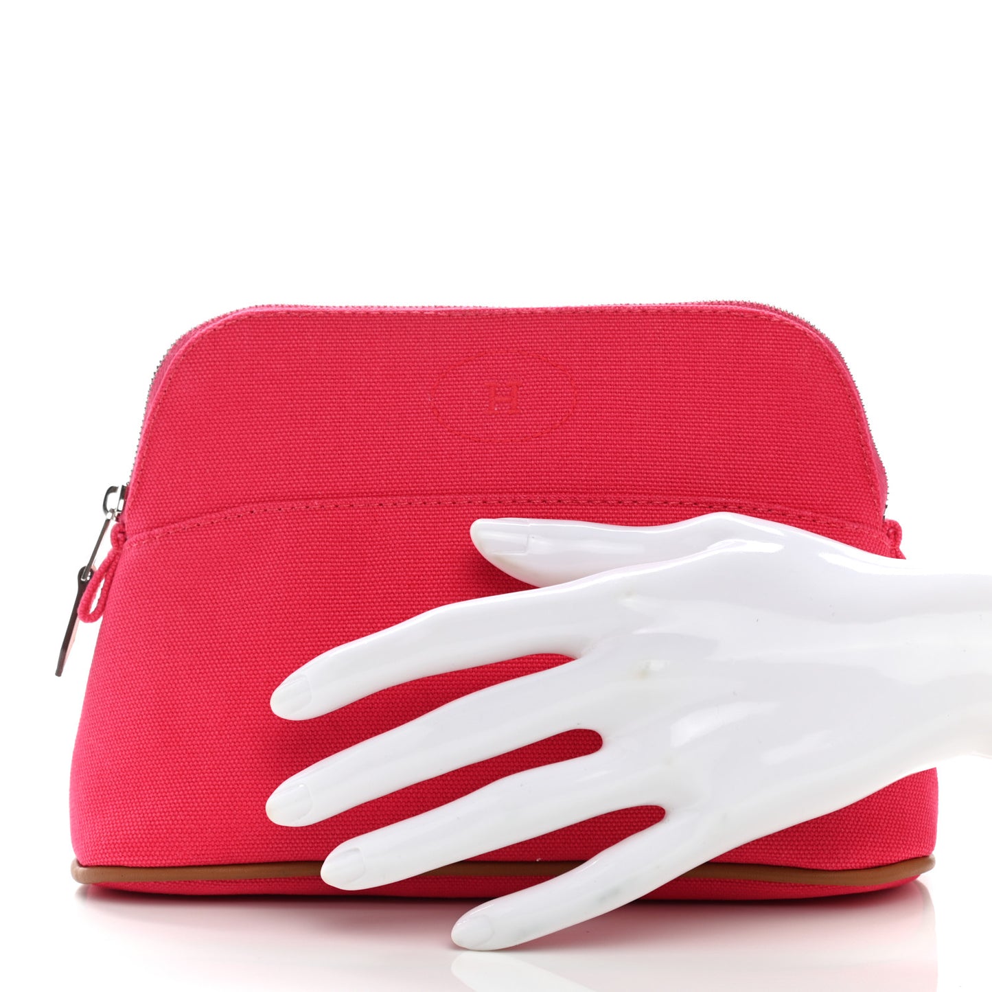 Cotton Canvas Mini Bolide Travel Cosmetic Pouch Hibiscus
