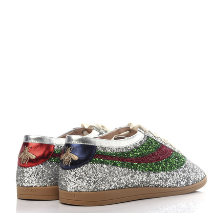 Gucci Glitter Fabric Web Mens Falacer Sneakers 9 Silver 4 of 12