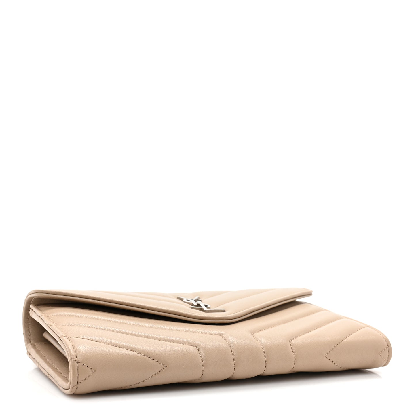Lambskin Y Quilted Monogram Large Loulou Flap Wallet Nude Powder