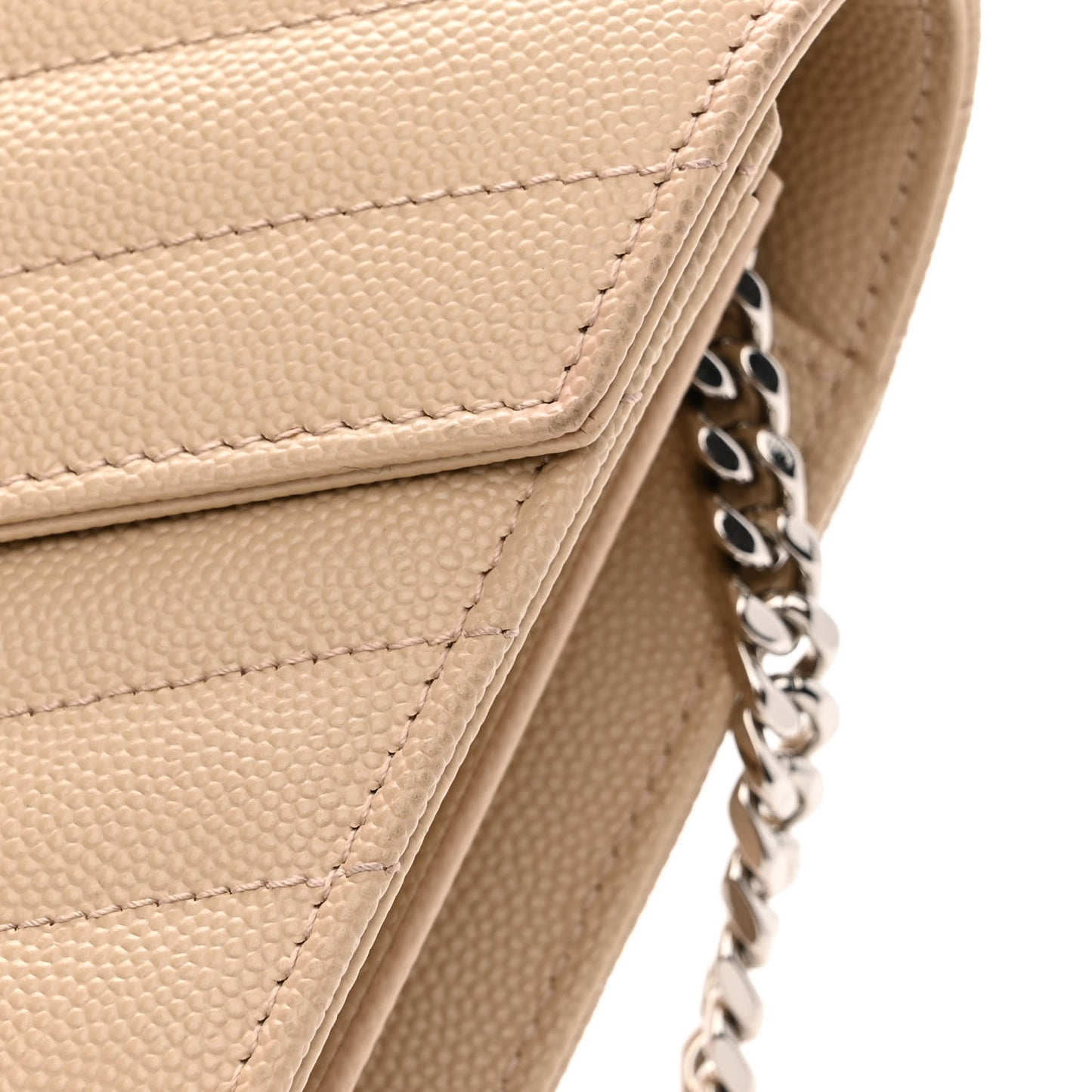 Grain De Poudre Matelasse Chevron Monogram Chain Wallet Nude Powder