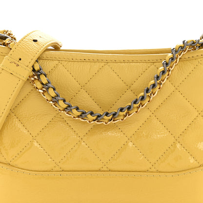 Chanel Patent Goatskin Quilted Small Gabrielle Hobo Yellow 8 of 12