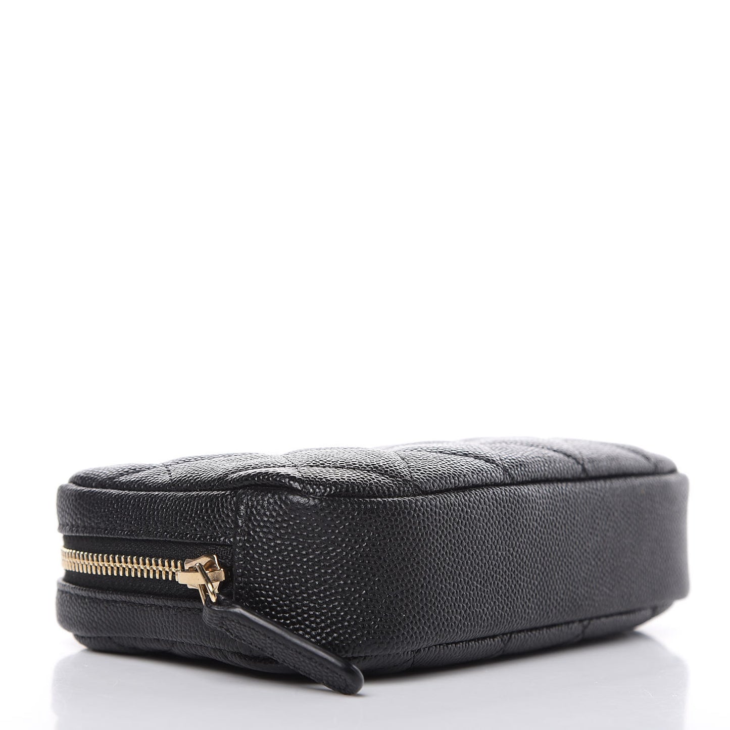 Caviar Quilted Small Curvy Pouch Cosmetic Case Black