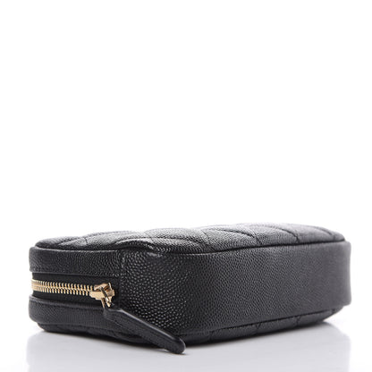 Chanel Caviar Quilted Small Curvy Pouch Cosmetic Case Black 4 of 10