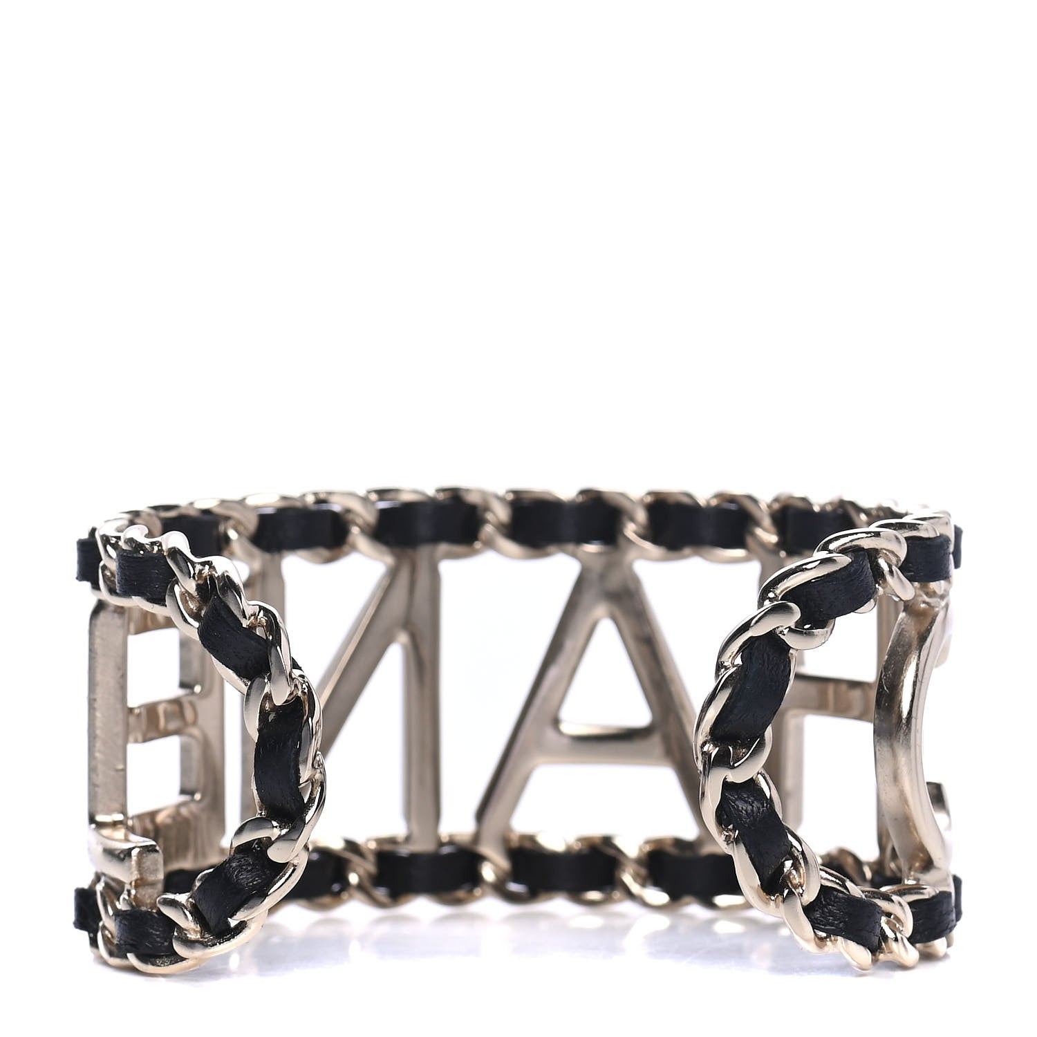 Chanel Lambskin Vintage Allure Cuff Bracelet M Black Gold 2 of 4