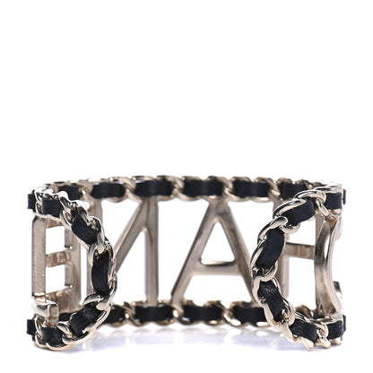 Chanel Lambskin Vintage Allure Cuff Bracelet M Black Gold 2 of 4