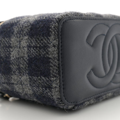 Chanel Wool Plaid Quilted Small Vanity Case With Chain Blue 9 of 10