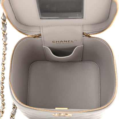 Chanel Caviar Quilted Small Top Handle Vanity Case With Chain Grey 5 of 10