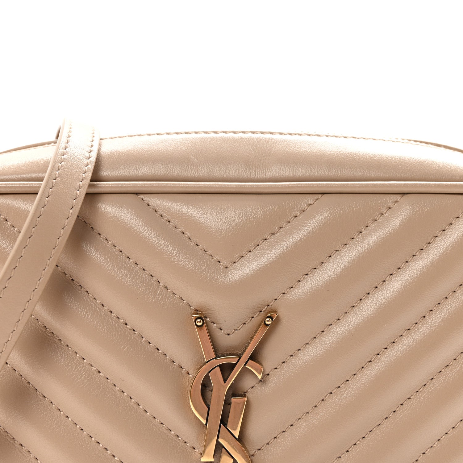 Saint Laurent Calfskin Matelasse Monogram Lou Camera Bag Dark Beige 7 of 9