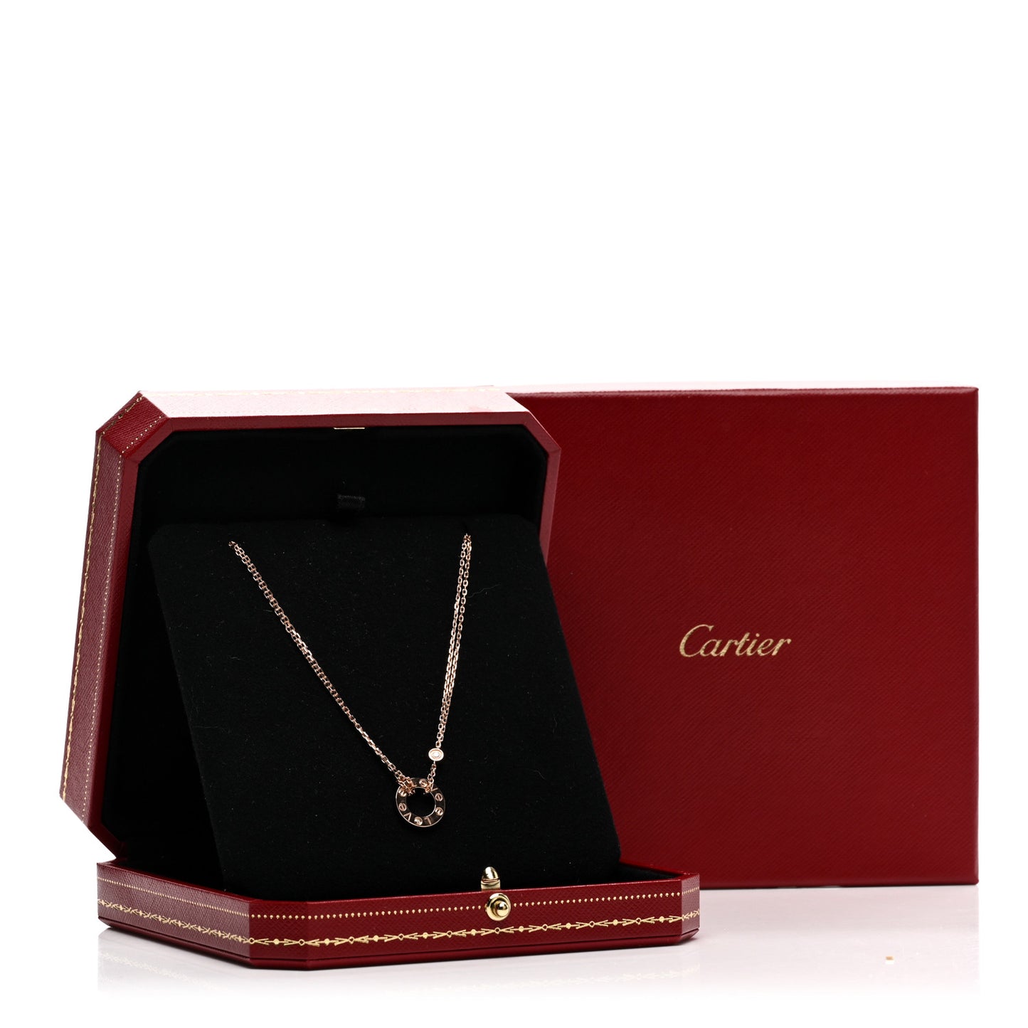 18K Pink Gold 2 Diamond LOVE Necklace