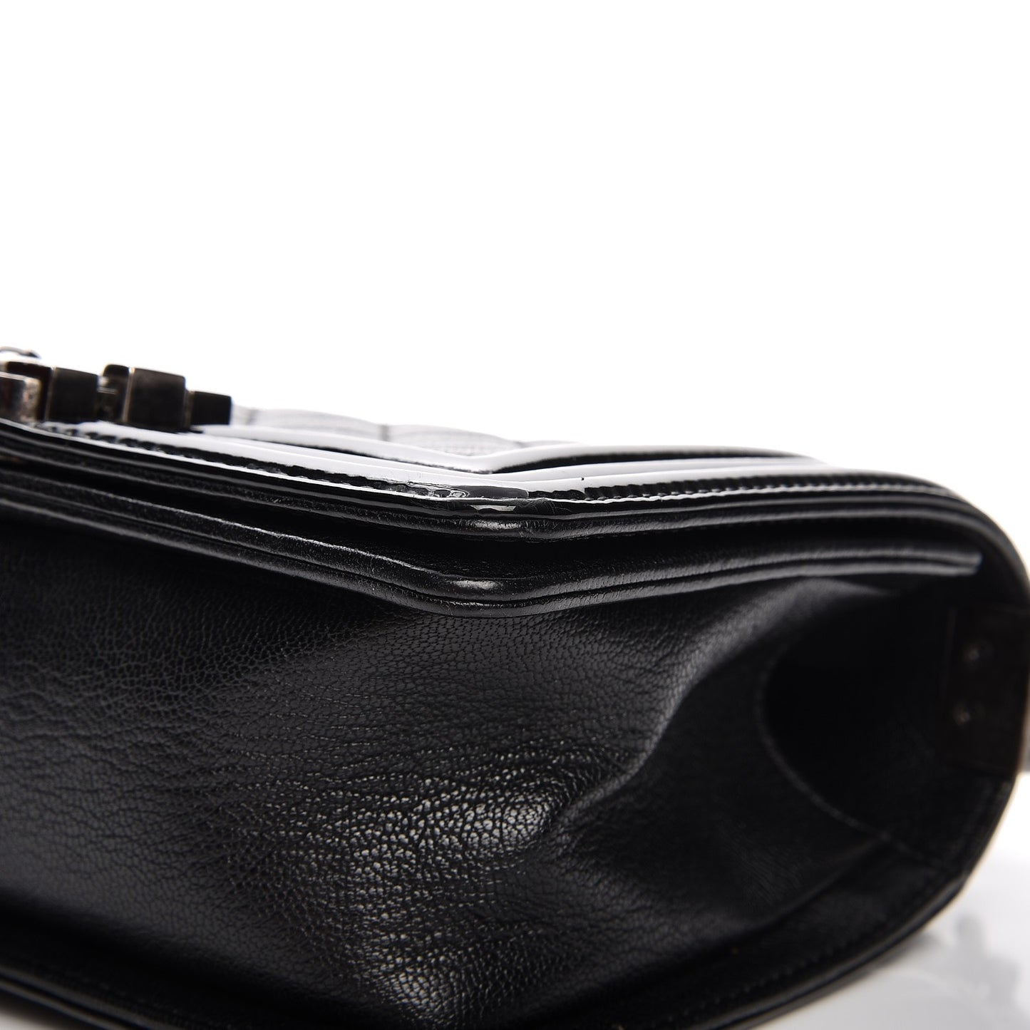 Goatskin Quilted Patent Small Duo Boy Flap Black