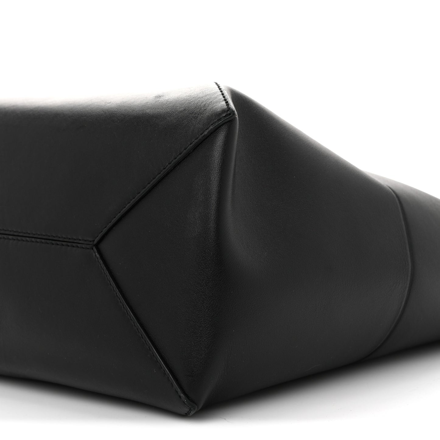 Shiny Calfskin Medium Puzzle Fold Tote Black
