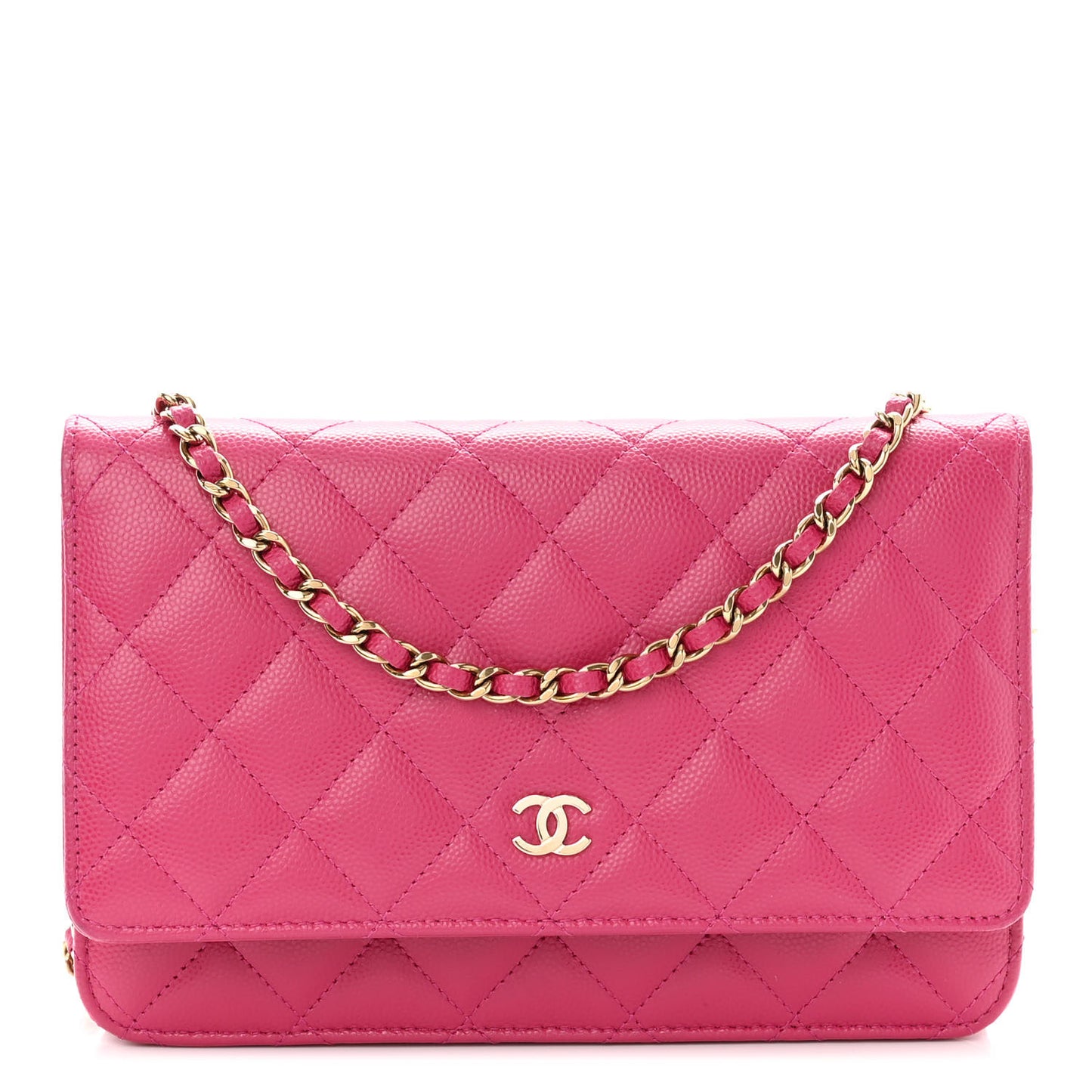 Caviar Quilted Wallet On Chain WOC Fuchsia