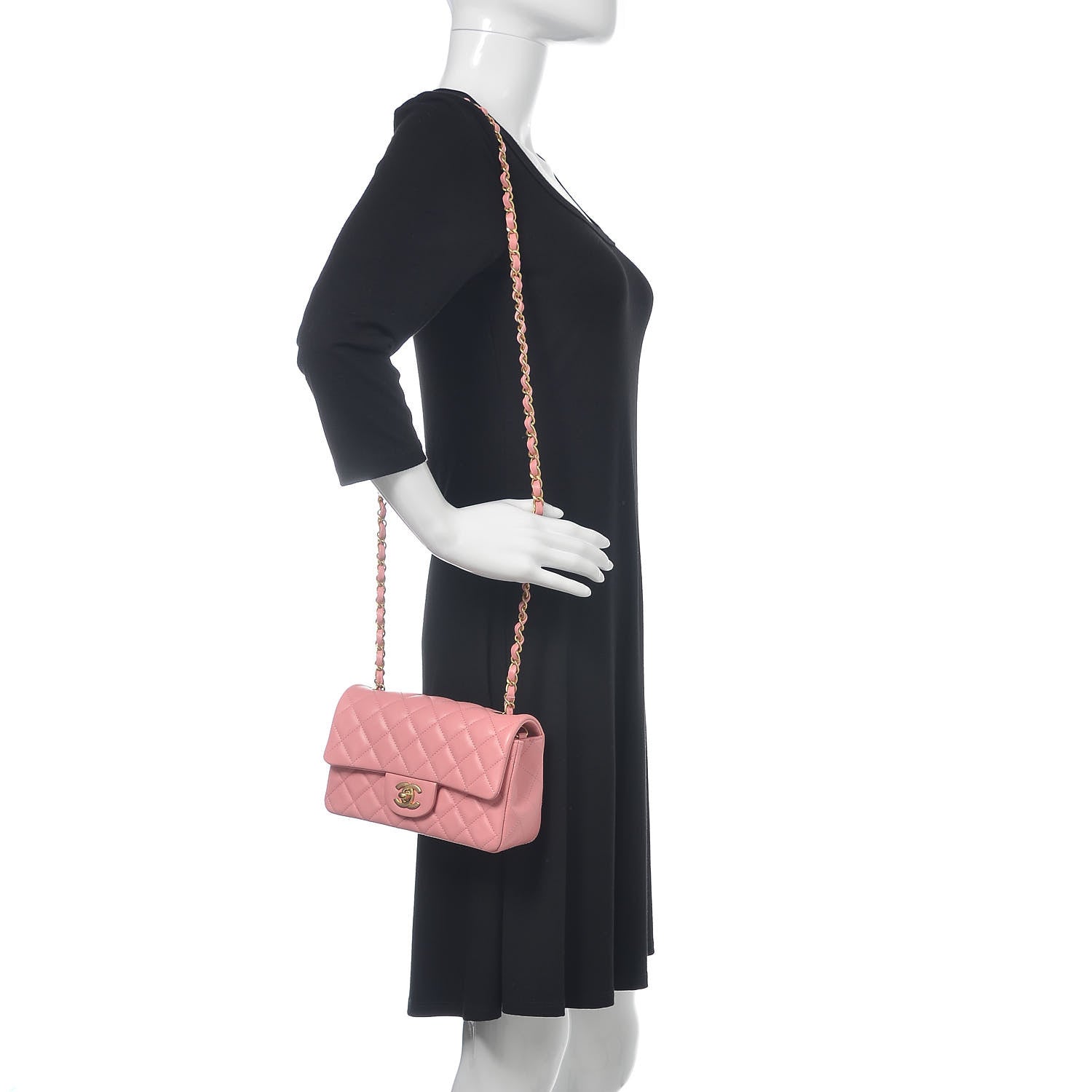 Chanel Lambskin Quilted Mini Rectangular Flap Pink 2 of 11