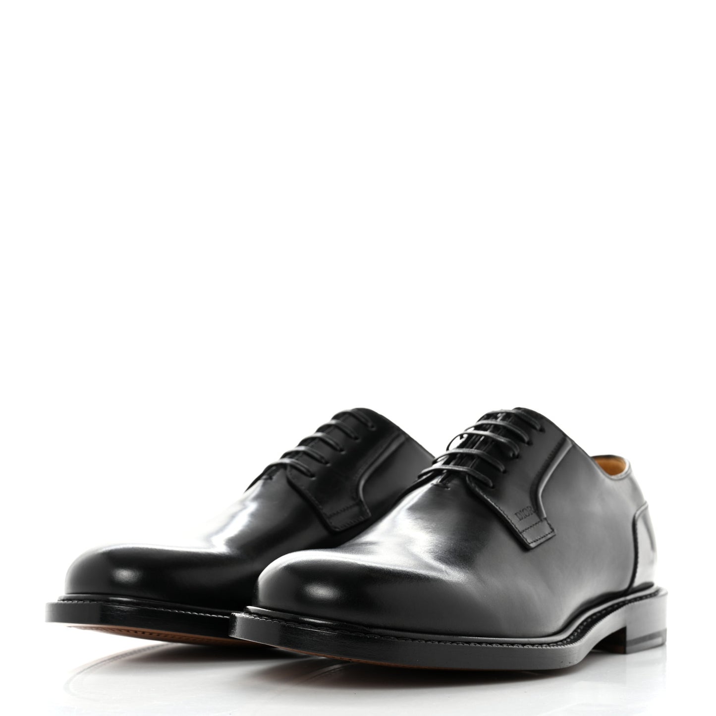 Polished Calfskin Mens Derby Shoe 38 Black