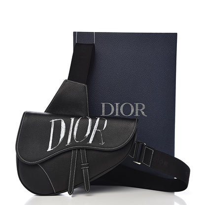 Christian Dior Grained Calfskin Logo Saddle Messenger Bag Black 11 of 11