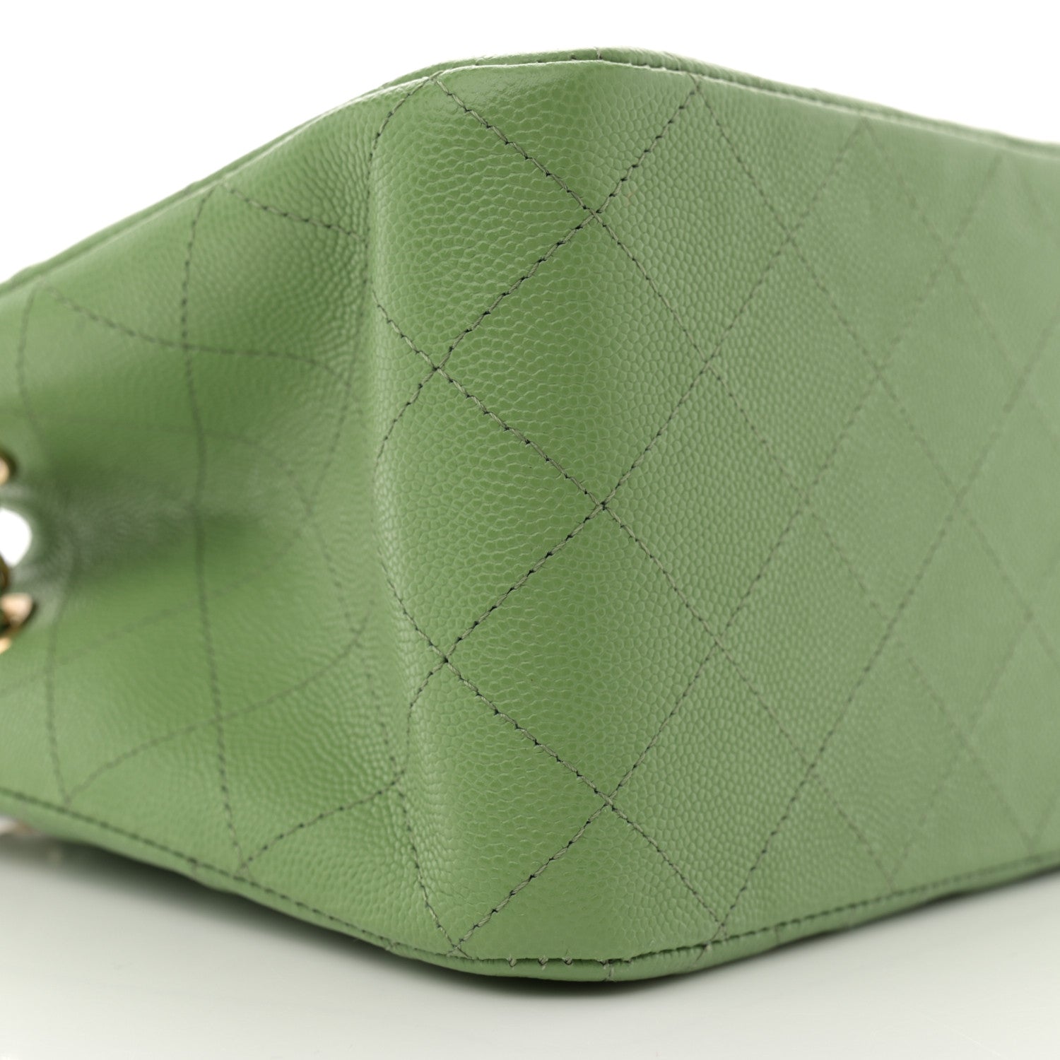 Chanel Caviar Quilted Mini Bucket Bag Green 9 of 10