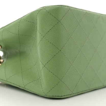 Chanel Caviar Quilted Mini Bucket Bag Green 9 of 10