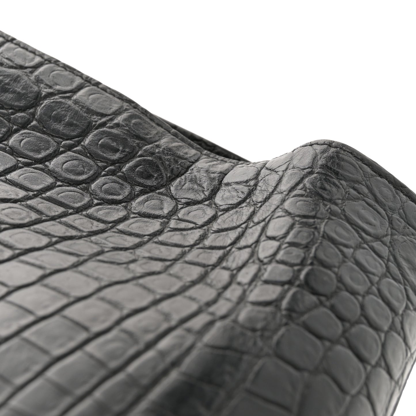 Calfskin Crocodile Embossed Large Souple Sac De Jour Black