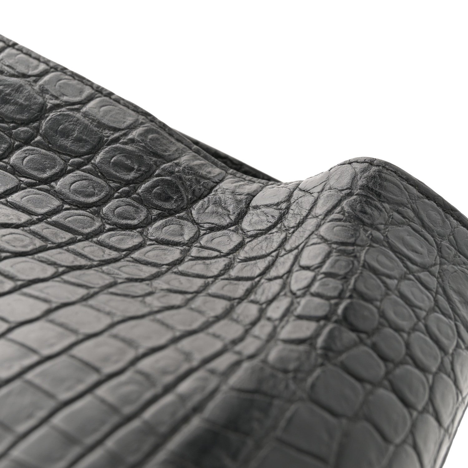Saint Laurent Calfskin Crocodile Embossed Large Souple Sac De Jour Black 12 of 13