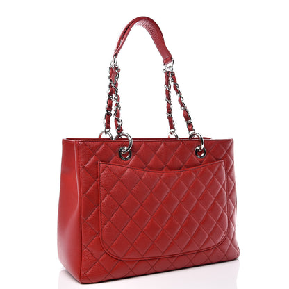 Chanel Caviar Quilted Grand Shopping Tote GST Red 3 of 13