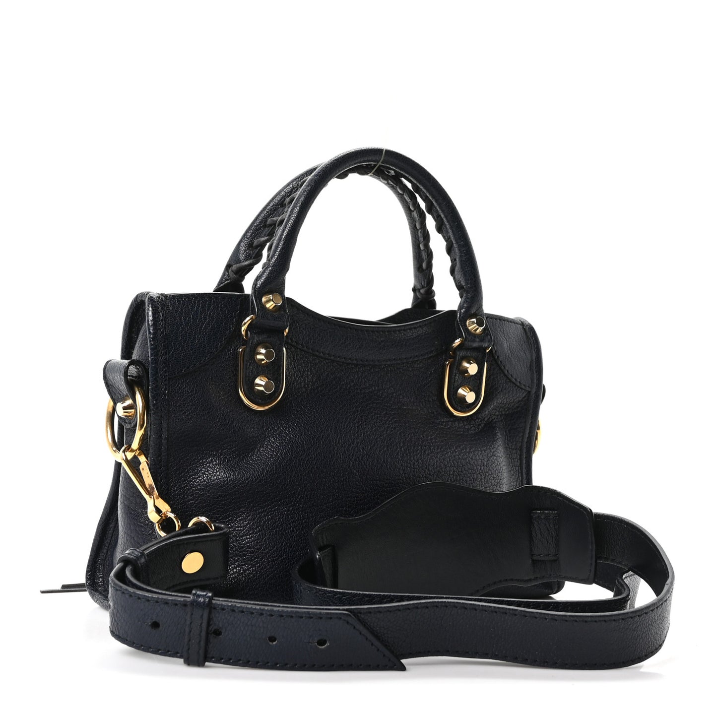 Chevre Gold Metallic Edge Hardware Mini City Bleu Nuit