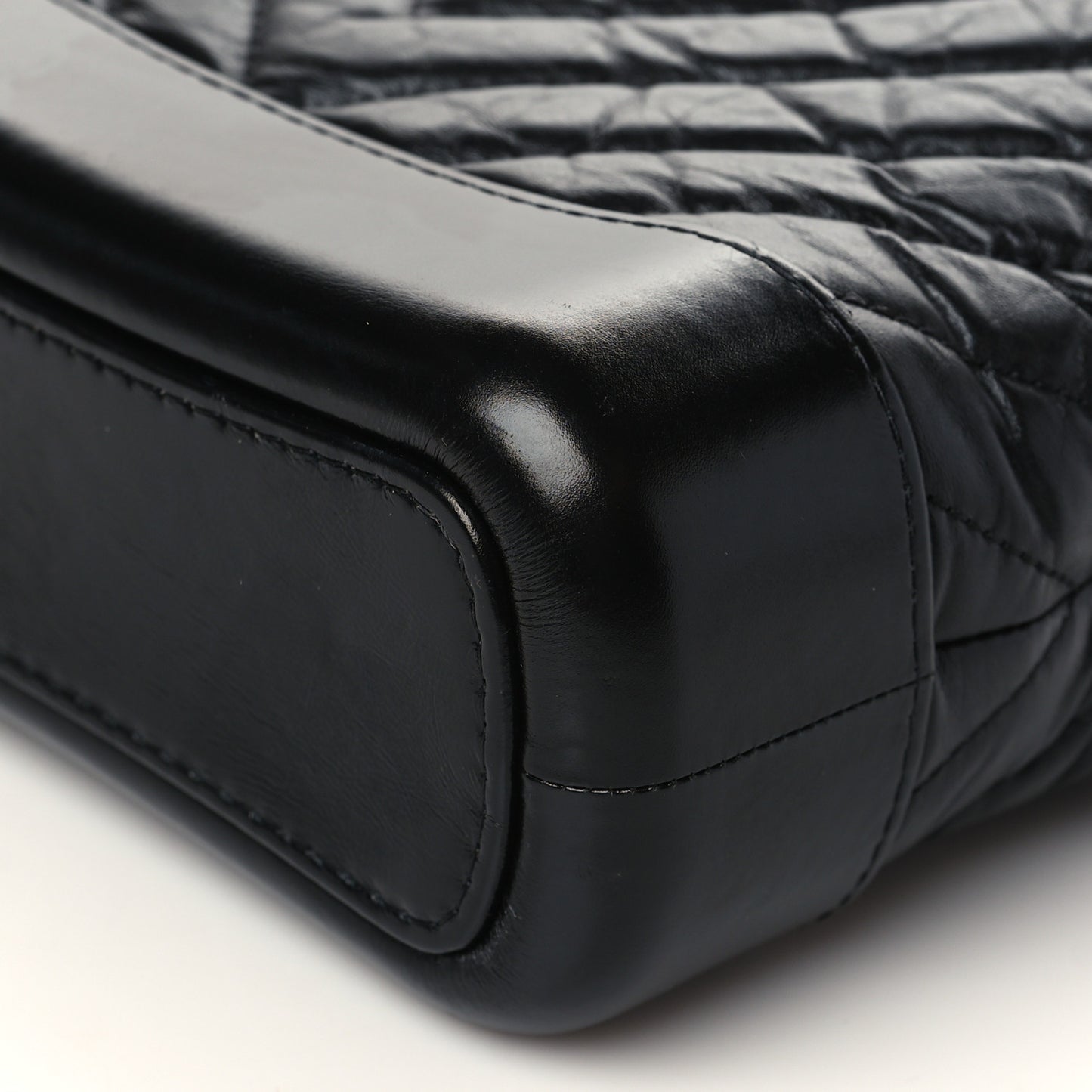 Aged Calfskin Chevron Quilted Small Gabrielle Hobo Black