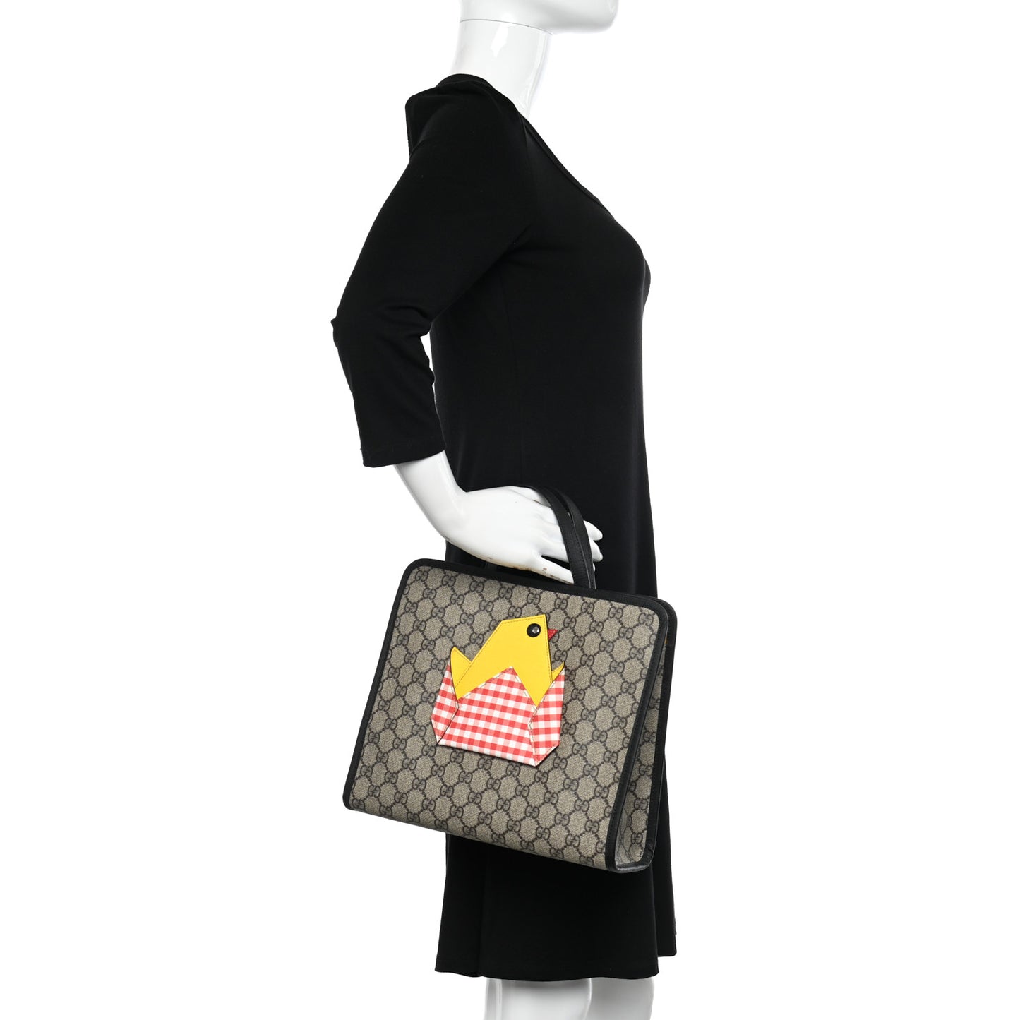 GG Supreme Monogram Childrens Chick Tote Black