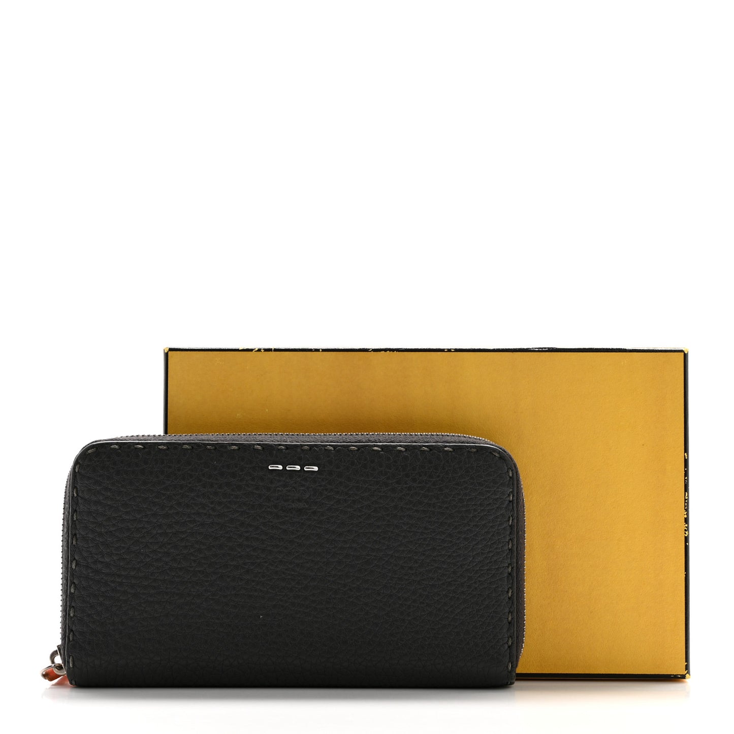 Cuoio Romano Lux Selleria Zip Around Wallet Asfalto Arancio